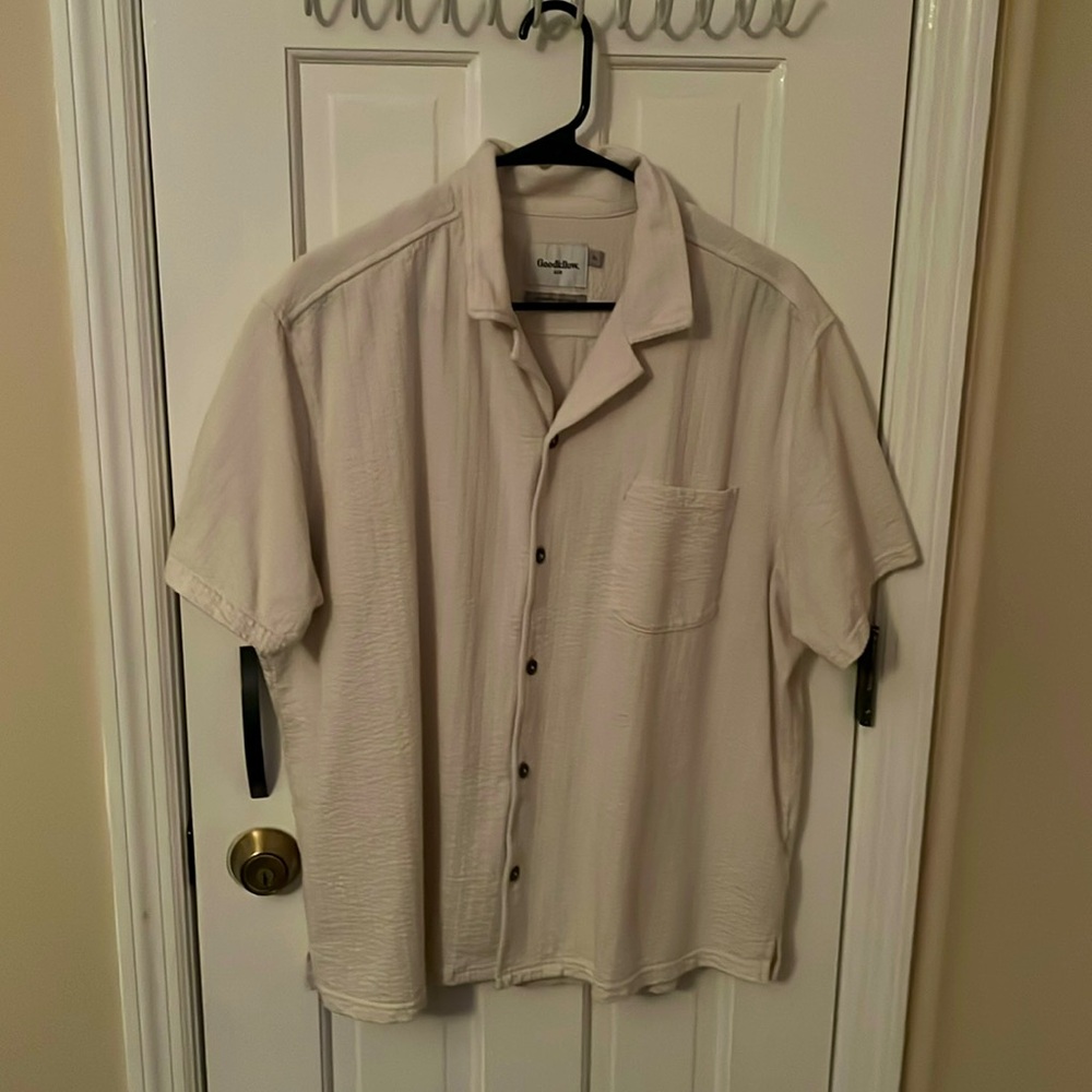 Tan/creme linen shirt XL